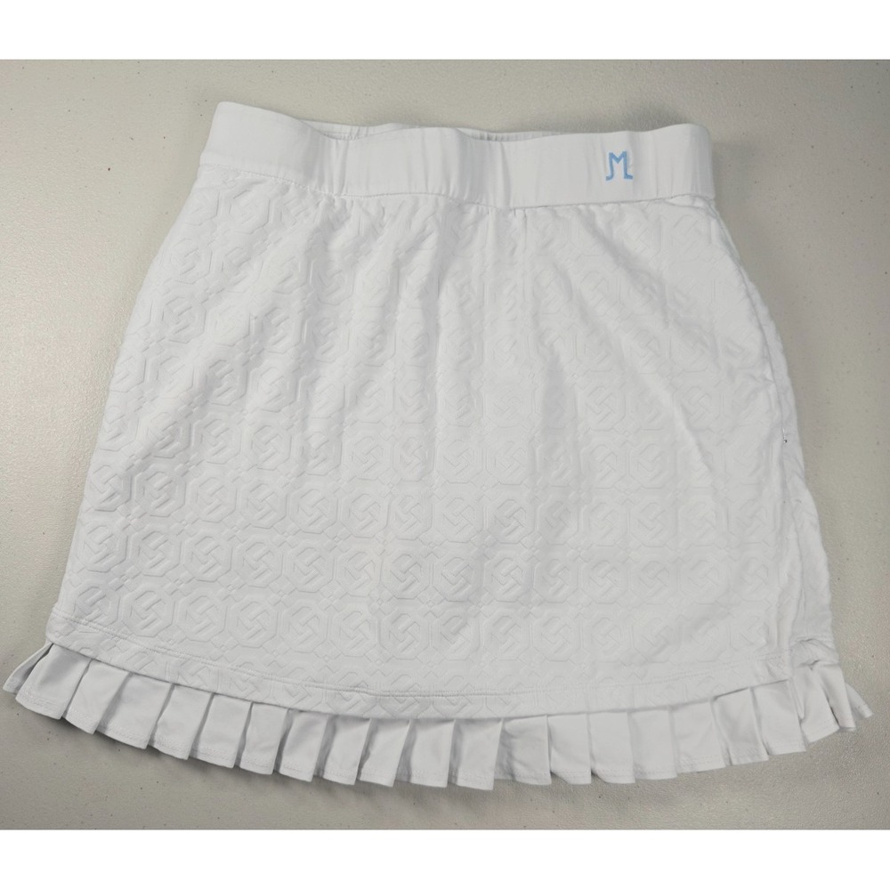 J McLaughlin Agnes Skort Sz S White Wave Bubble Jacquard Tennis Golf Pleated Hem